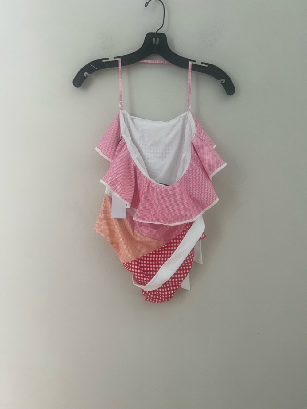Marysia Swim Pink & White Gingham Ruffle Bandeau One-Piece - Picture 9 of 12